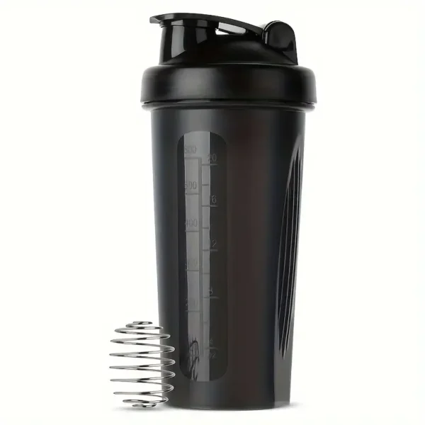 Plastic protein shaker bottle